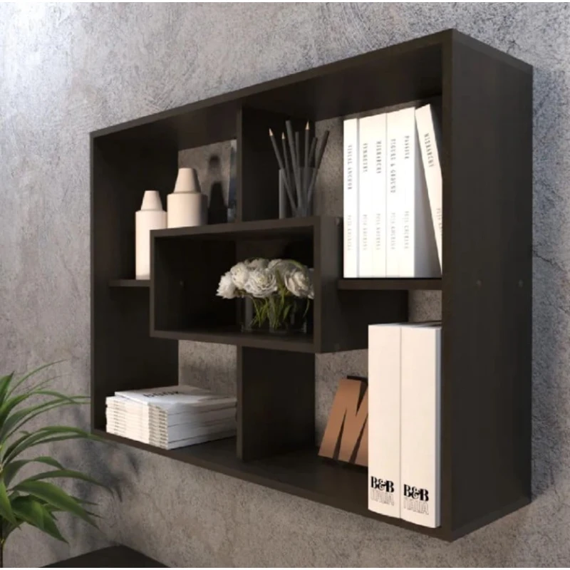 Полка настенная Art Mebel 27, ламинат, 75х100х25 см, серая Полка настенная Art Mebel 27, ламинат, 75х100х25 см, серая