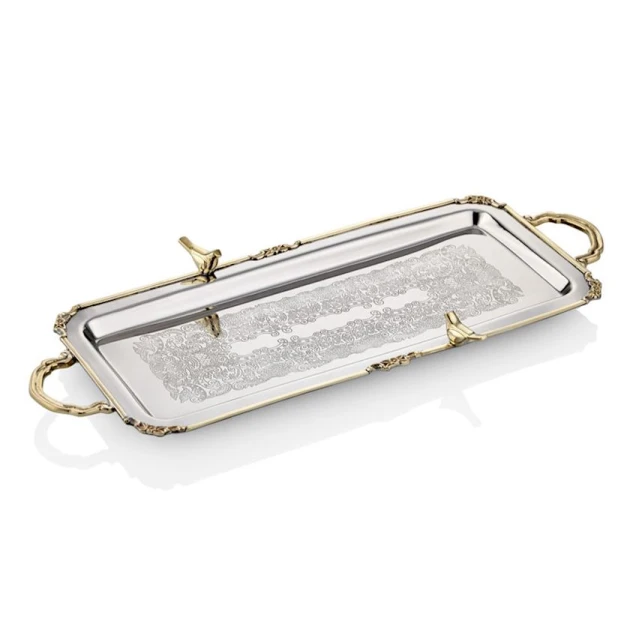 Поднос Porland Black Pearl TB1MG84, серебристый/золотистый, 40x20x5 см Поднос Porland Black Pearl TB1MG84, серебристый/золотистый, 40x20x5 см