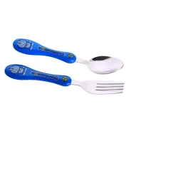 Набор из ложки и вилки для детей 1234, нержавеющая сталь, синий Набор из ложки и вилки для детей 1234, нержавеющая сталь, синий