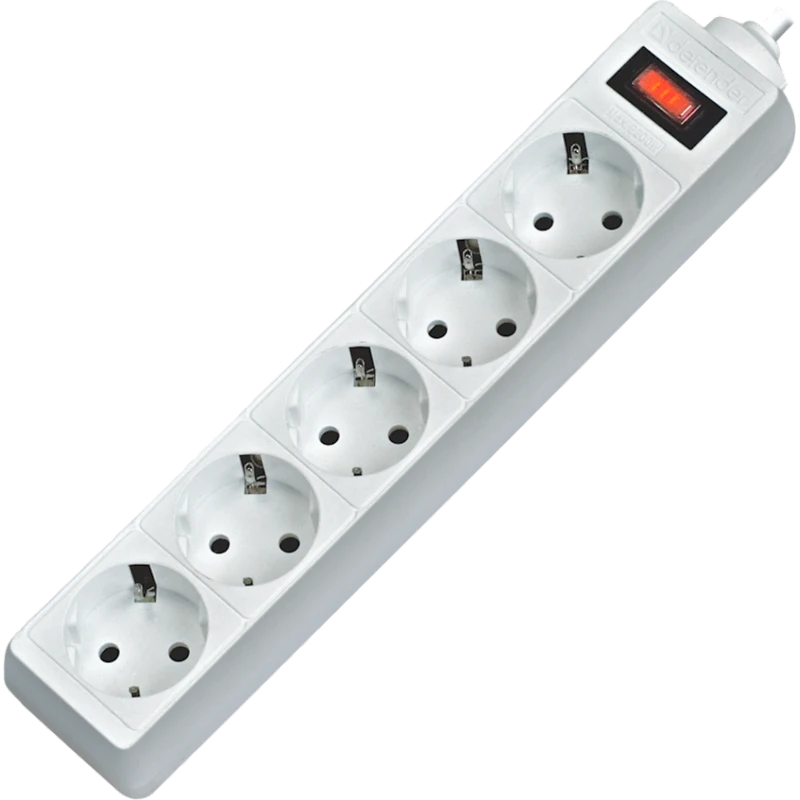 Сетевой фильтр Defender ES 1.8 1.8м, белый, 5-розеточный Сетевой фильтр Defender ES 1.8 1.8м, белый, 5-розеточный