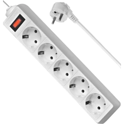 Сетевой фильтр Defender ES 1.8 1.8м, белый, 5-розеточный