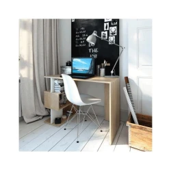 Письменный стол ev_12116189, ламинат, белый/коричневый, 110x55x75 см