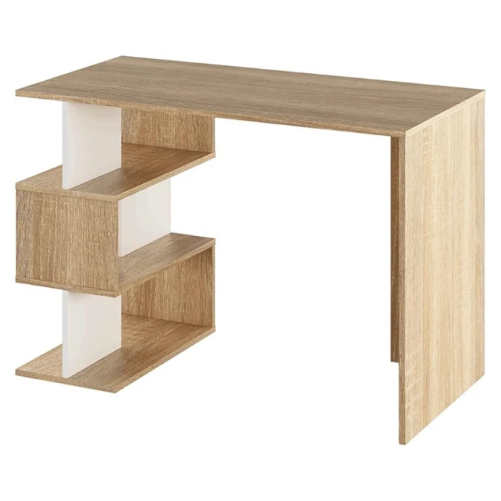 Письменный стол ev_12116189, ламинат, белый/коричневый, 110x55x75 см