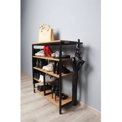 Подставка для обуви 90x31x90 см, ЛДСП, коричневая Подставка для обуви 90x31x90 см, ЛДСП, коричневая