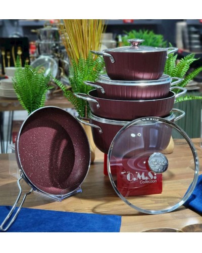 Qazan dəsti OMS 000011, 9 parça, qırmızı
