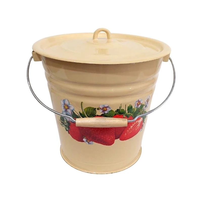 Ведро 12 литров,с крышкой,желтое,декор  Ведро 12 литров,с крышкой,желтое,декор