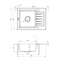 Кухонная мойка со смесителем Deante Zorba ZQZ A711A, 44x58 см, гранит, коричневый