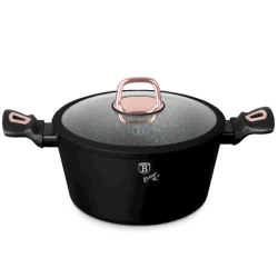 Кастрюля с крышкой Berlinger Haus Black Rose BH-8165, 24 см, 4.1 л, алюминий/бакелит, черный