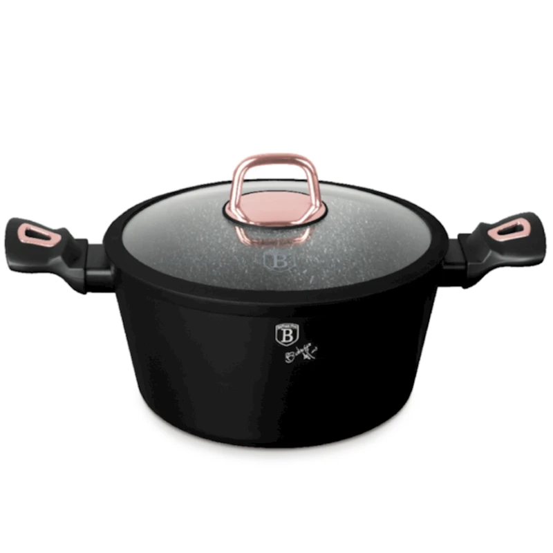 Кастрюля с крышкой Berlinger Haus Black Rose BH-8165, 24 см, 4.1 л, алюминий/бакелит, черный