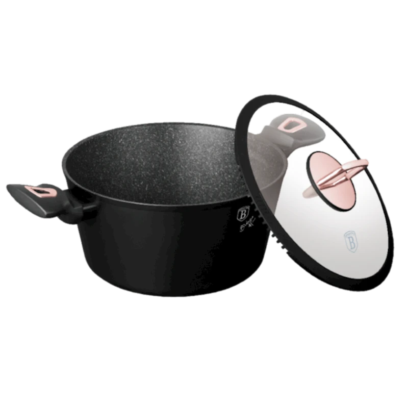 Кастрюля с крышкой Berlinger Haus Black Rose BH-8165, 24 см, 4.1 л, алюминий/бакелит, черный
