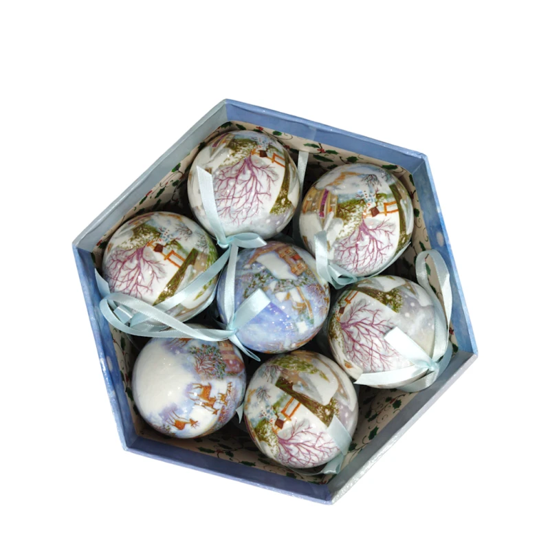 Şam ağacı oyuncaqları YD6 ağ, 8 sm, 14 əd