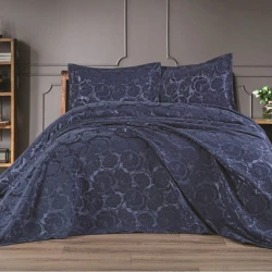 Dəst Dantela 051, örtük 240х260 sm, yastıq üzü 50х70 sm, ikinəfərlik, göy