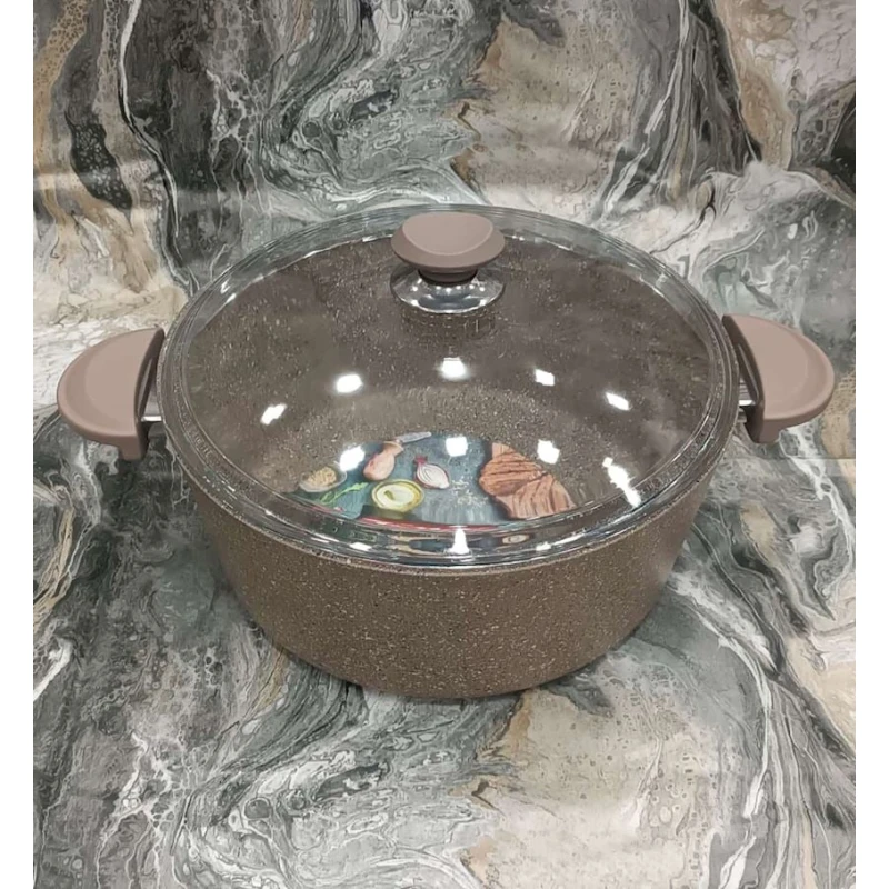 Кастрюля Oms SHA-00002569, гранит, коричневый, 34 см