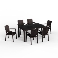 Bağ üçün mebel dəsti Florya Garden, masa ölçüsü 90x150 sm, stul ölçüsü 45x58x56x84 sm, qəhvəyi - Florya Garden 052