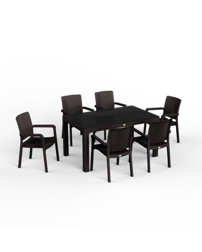 Bağ üçün mebel dəsti Florya Garden, masa ölçüsü 90x150 sm, stul ölçüsü 45x58x56x84 sm, qəhvəyi - Florya Garden 052