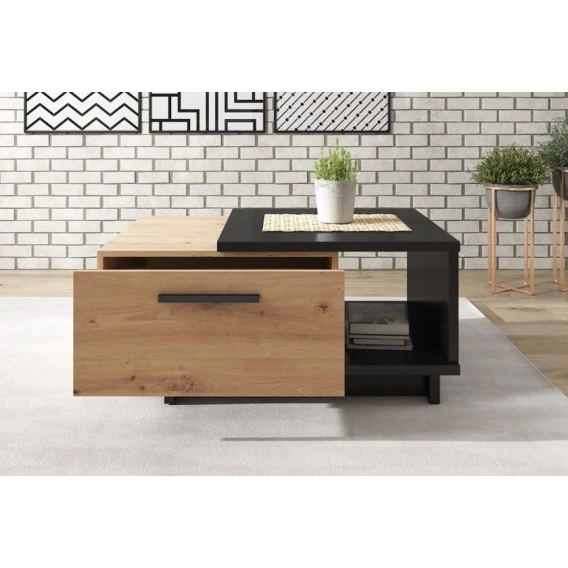 Журнальный стол Ev Plus ev_12116043, ЛДСП, коричневый, черный, 90x60x40 см