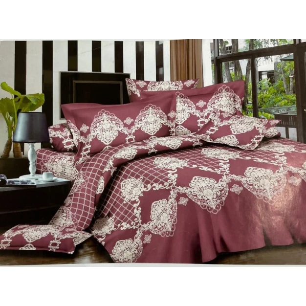 Комплект постельного белья Luxe Cotton LX-MK-0021, простыня 200х220 см, пододеяльник 200х220 см, наволочки 50х70 см, двуспальный, сатин, красный/белый Комплект постельного белья Luxe Cotton LX-MK-0021, простыня 200х220 см, пододеяльник 200х220 см, наволочки 50х70 см, двуспальный, сатин, красный/белый