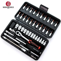 Avtomobil üçün əl aləti dəsti WorldForce 11502, 46 parça 1/4''