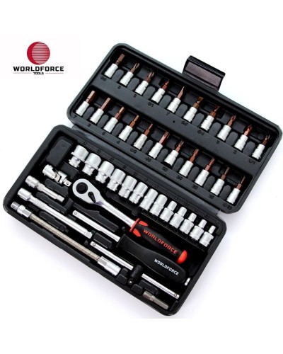 Avtomobil üçün əl aləti dəsti WorldForce 11502, 46 parça 1/4''