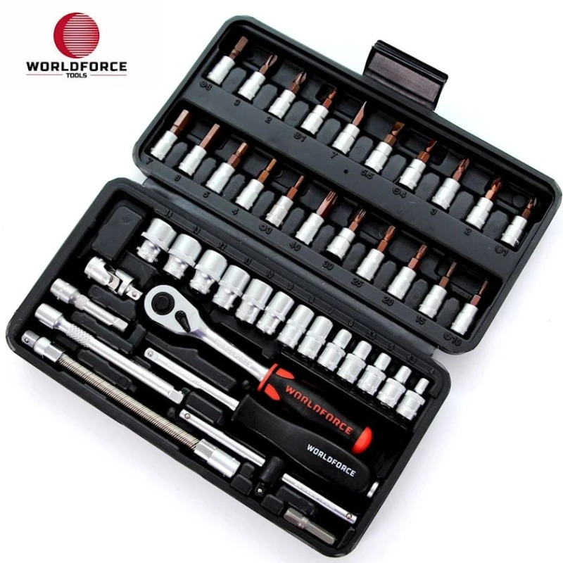 Avtomobil üçün əl aləti dəsti WorldForce 11502, 46 parça 1/4''