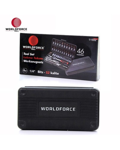 Avtomobil üçün əl aləti dəsti WorldForce 11502, 46 parça 1/4''