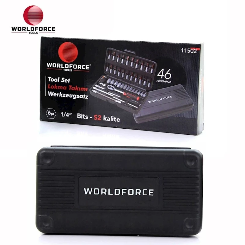 Avtomobil üçün əl aləti dəsti WorldForce 11502, 46 parça 1/4''