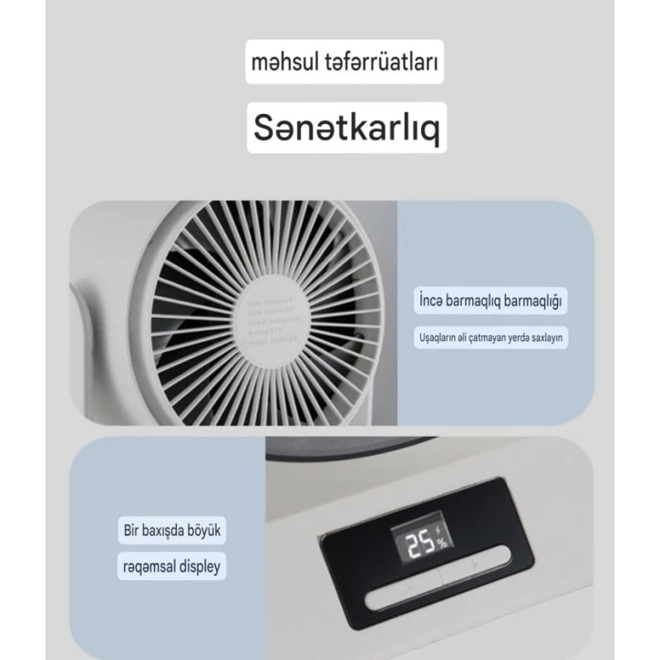 Stolüstü və ya diyardan asıla bilən, USB batareya, daşına bilən soyuducu fan/mini ventilyator