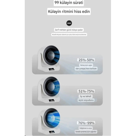 Stolüstü və ya diyardan asıla bilən, USB batareya, daşına bilən soyuducu fan/mini ventilyator