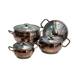 Qazan dəsti Bonera PP-MM-024, paslanmayan polad, qəhvəyi, 16,20,24 sm, 8 əd