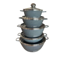 Набор кастрюль, гранит, серый/белый, 10 предметов, 22/24/28/32 см