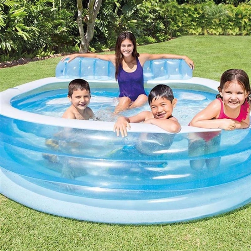 Надувной бассейн Intex H562025190, голубой, 224x216x76 см, 640 л