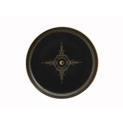 Тарелка Porland Night Magic Pattern1 фарфор, черный/золотистый, 20 см Тарелка Porland Night Magic Pattern1 фарфор, черный/золотистый, 20 см