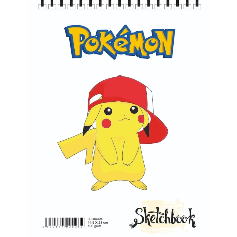 Bloknot Sketchbook P18 Pokemon A5, 30 vərəq, ağ