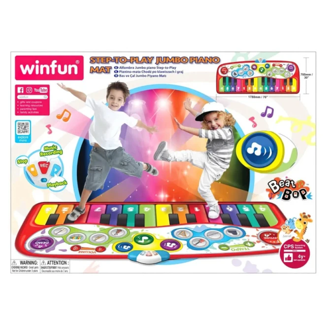 Детский коврик-пианино Winfat Step-To-Play Jumbo, 178x76 см, 4+ лет
