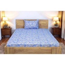 Комплект постельного белья Luxe Cotton 372, простыня 180x200 см, наволочки 50х70 см 2 шт, двуспальный, хлопок, синий