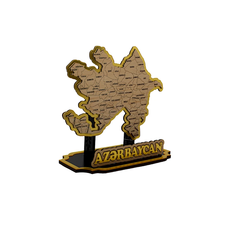 Сувенир Карта Азербайджана av_0006, золотистый