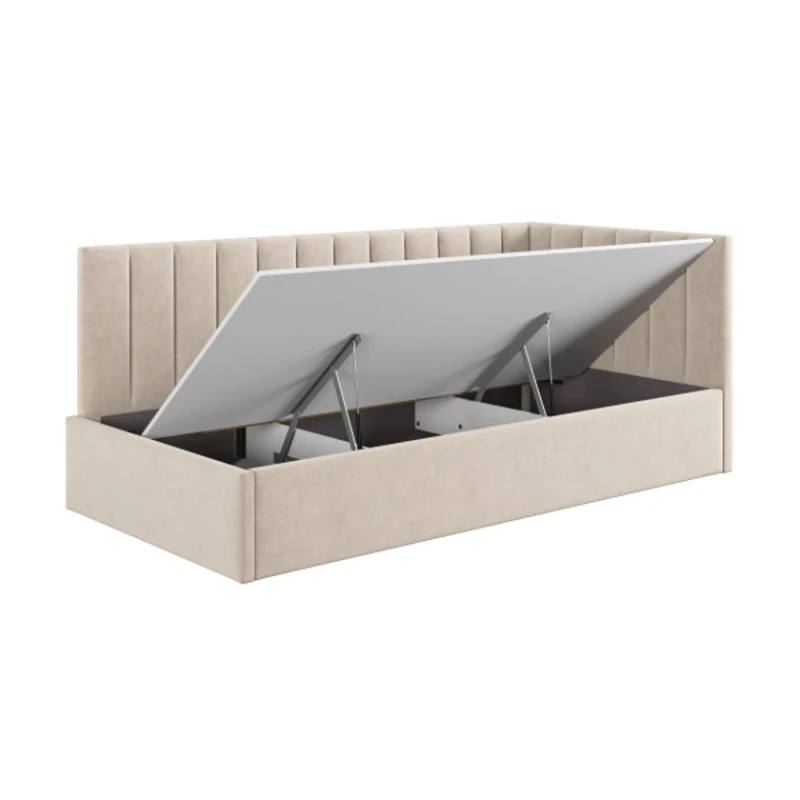 Односпальная кровать Art_tek_yataq (120) 77, ламинат/текстиль, бежевая, 200x85x120 см