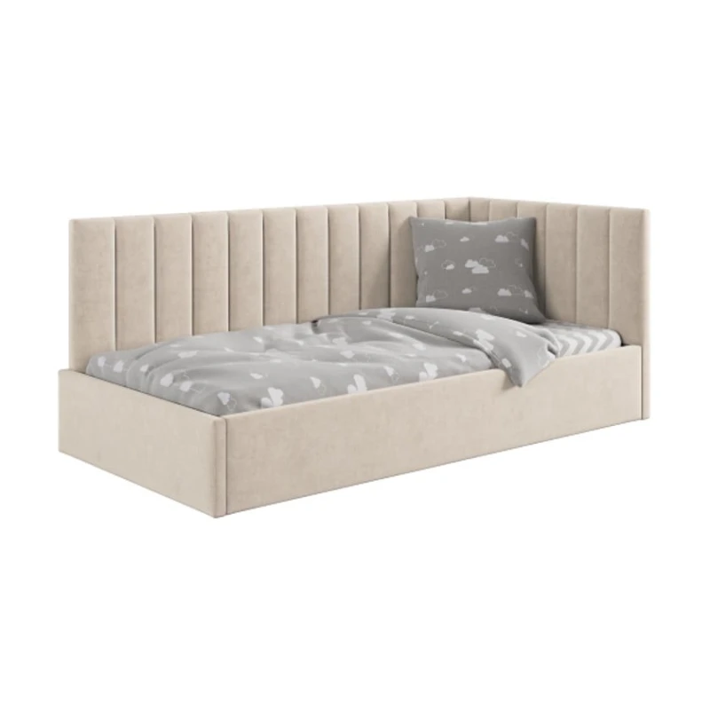 Односпальная кровать Art_tek_yataq (120) 77, ламинат/текстиль, бежевая, 200x85x120 см