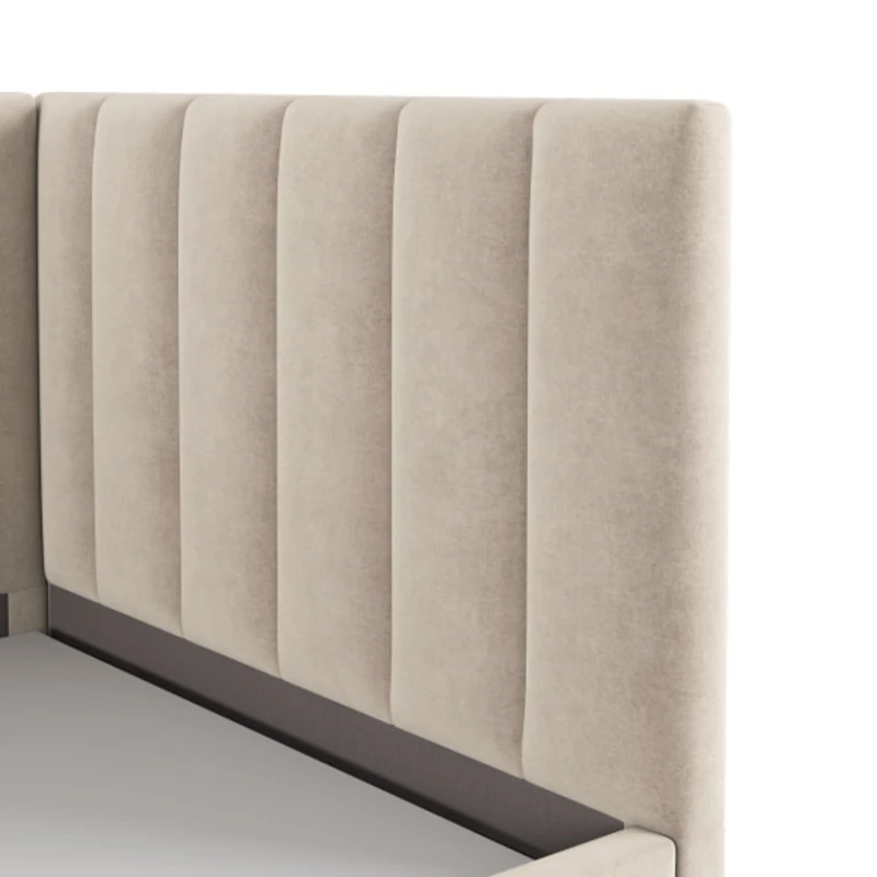 Односпальная кровать Art_tek_yataq (120) 77, ламинат/текстиль, бежевая, 200x85x120 см