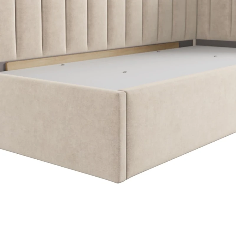 Односпальная кровать Art_tek_yataq (120) 77, ламинат/текстиль, бежевая, 200x85x120 см