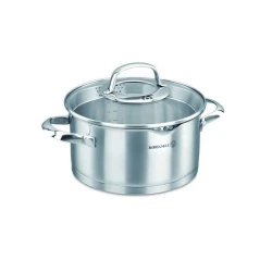 Qazan Korkmaz Steama A1991, 10 sm, 3 l, 20 sm, paslanmayan polad, qapaqlı, iki tutacaqlı, gümüşü