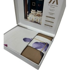 Yataq dəsti Zara Home, lüks-satin, ağ/qəhvəyi, ikinəfərlik, yorğan üzü 200x230 sm, mələfə 240x260, 2 əd yastıq üzü 50х70 sm