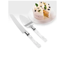 Набор для торта лопатка и нож G114, 31 см, 25 см, серебристый/прорачный