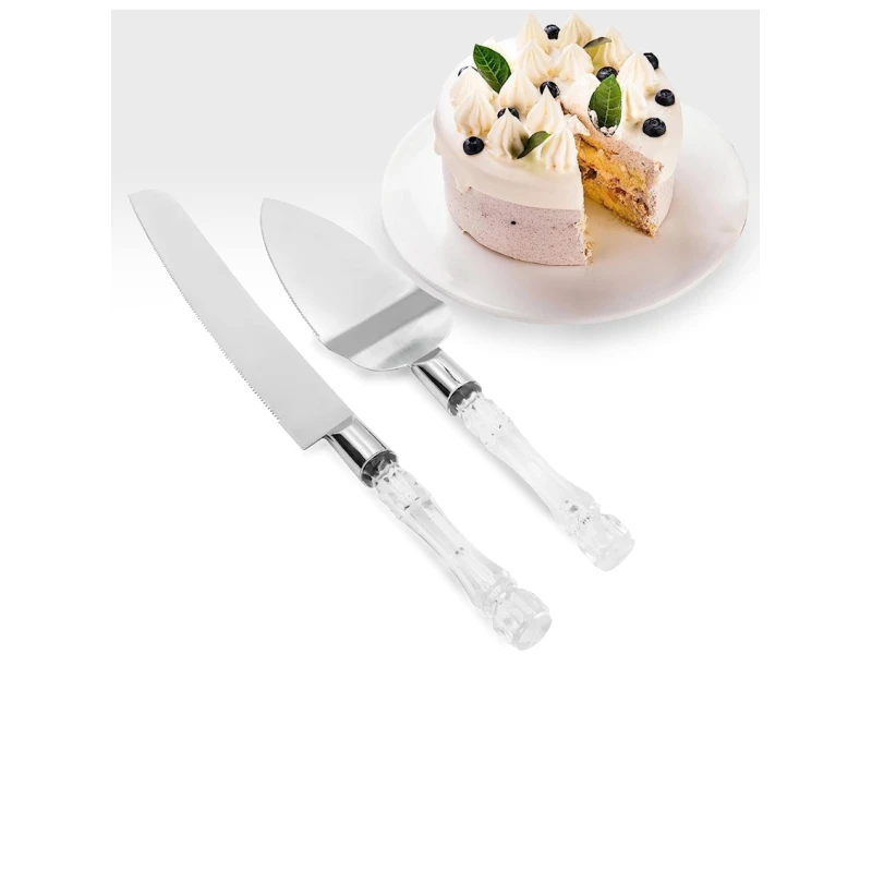 Набор для торта лопатка и нож G114, 31 см, 25 см, серебристый/прорачный