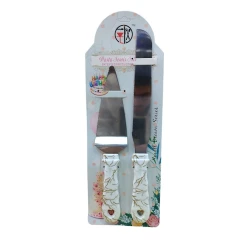 Набор для торта лопатка и нож K308-W, cеребристый, 27 см, 32 см