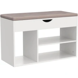 Тумба для обуви Art Mebel, ЛДСП/текстиль, кремовая, 35х60x110 см