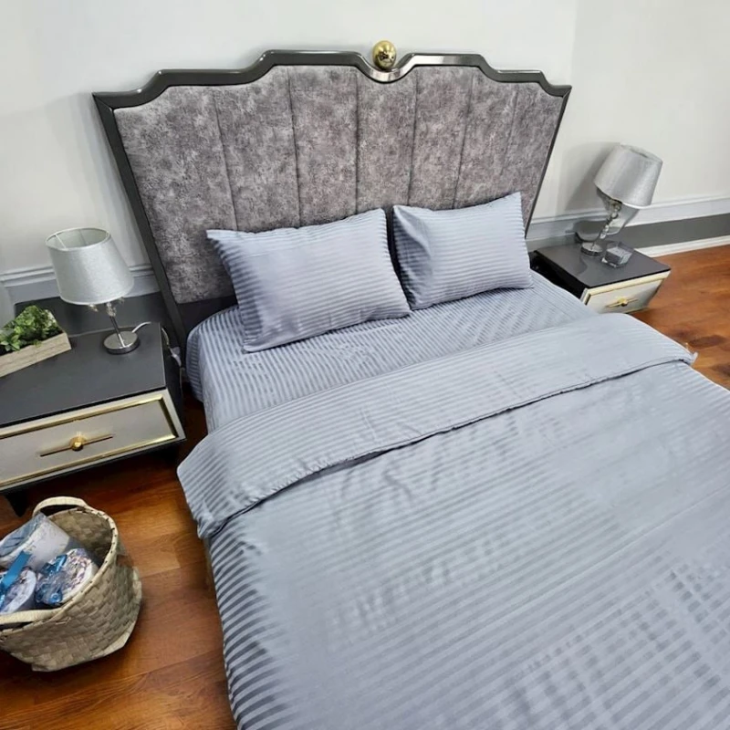 Комплект постельного белья Narlı 000224, пододеяльник 200x220 см, простыня 230x240 см, наволочка 50x70 см (2 шт), двуспальный, хлопок, серый Комплект постельного белья Narlı 000224, пододеяльник 200x220 см, простыня 230x240 см, наволочка 50x70 см (2 шт), двуспальный, хлопок, серый