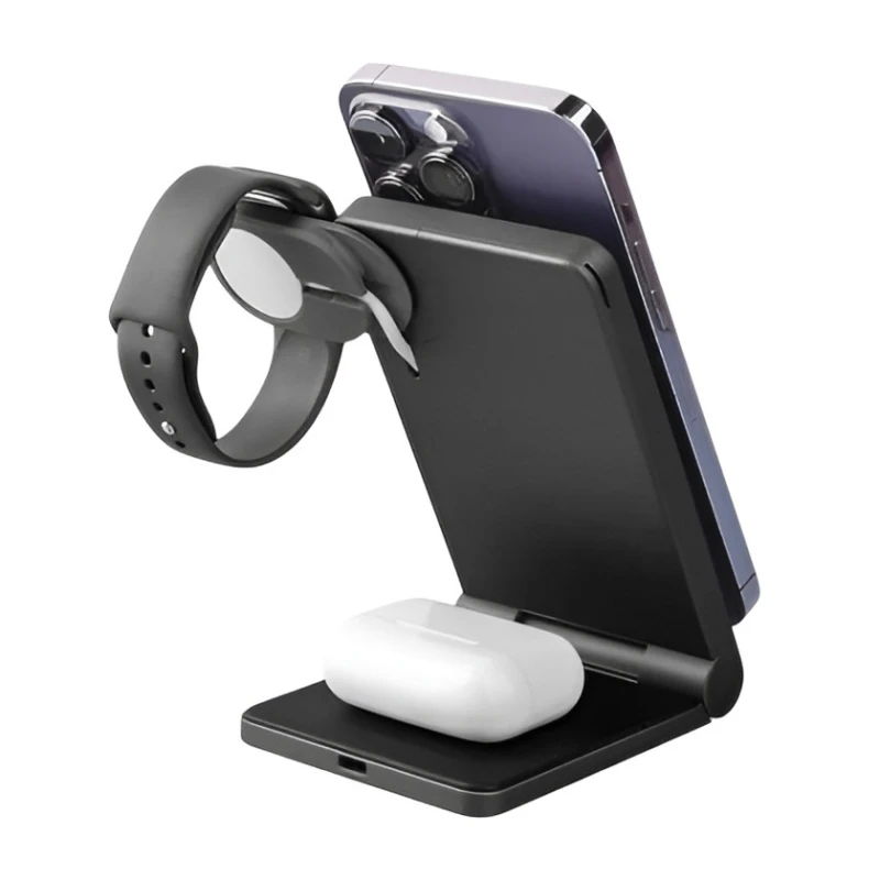 Беспроводное зарядное устройство Energea MagTrio 3-в-1 Foldable Magnetic Gunmetal - 8885020102734 Беспроводное зарядное устройство Energea MagTrio 3-в-1 Foldable Magnetic Gunmetal - 8885020102734