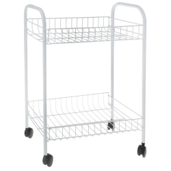 Этажерка Metaltex Madrid, 41х23х51 см, 2 яруса, на колесиках, белый Этажерка Metaltex Madrid, 41х23х51 см, 2 яруса, на колесиках, белый