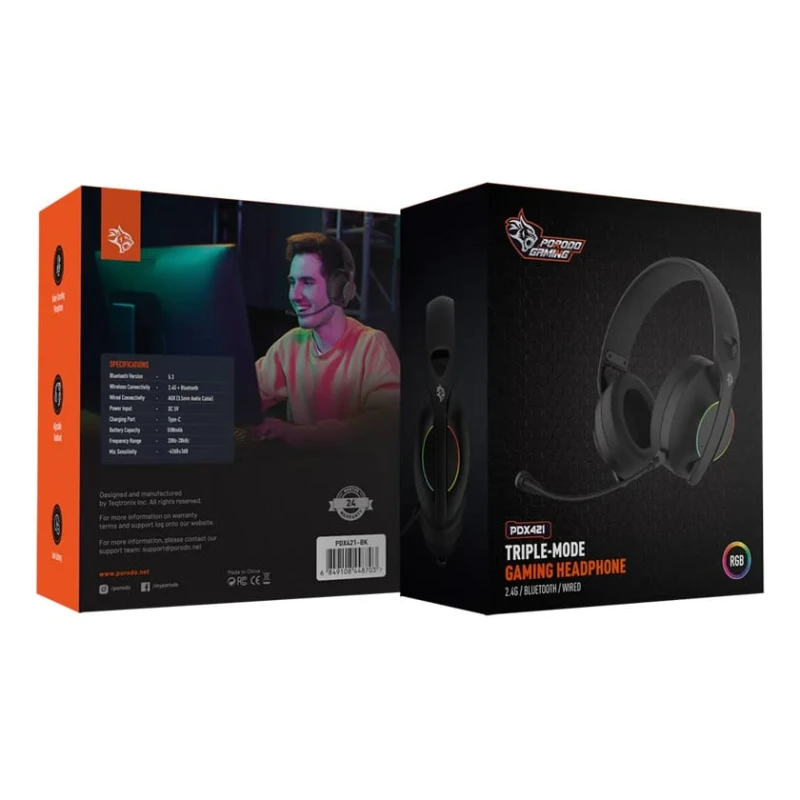 Игровые наушники Porodo Gaming Triple-Mode Black Игровые наушники Porodo Gaming Triple-Mode Black